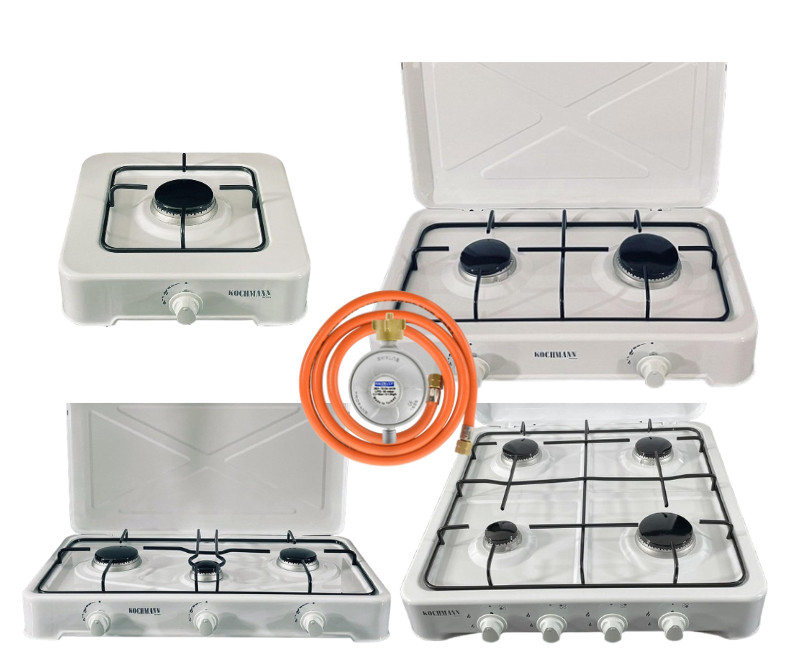 Kochmann Kochfeld Gasherd Campingkocher Gaskocher 1-4 flammig - Schlauch, Regler