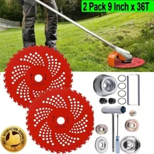 2 Pack-9"x 36 Teeth Carbide Tipped Blade kit for Brush Cutter Trimmer Weed Eater