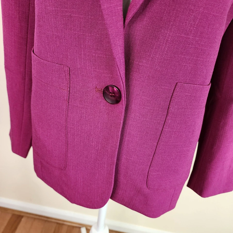 Norm Thompson Women's Grape Purple Knit One Button Blazer Size 10 - Image 2 of 4