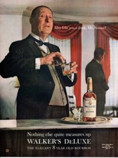 Vintage advertising print Alcohol Walker's  DeLuxe Butler May I Mr. Simms 1964
