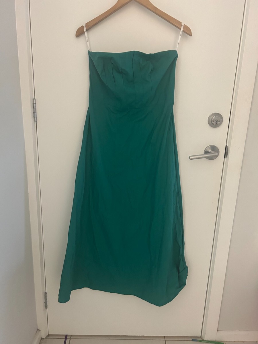 kookai poplin strapless dress teal green colour sz 40 (k97 - Main Image