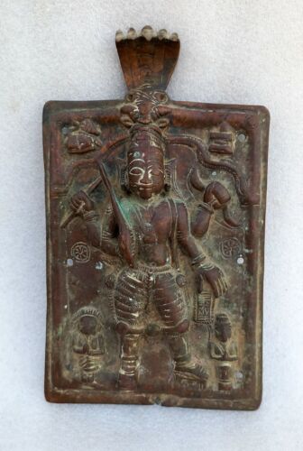 1800' Century Antique Brass Hand Carved Hindu God Shiva Avatar Virbhadra Statue - Picture 1 of 7