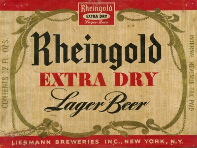Rheingold Extra Dry Lager Beer Label 9'' x 12'' Metal Sign