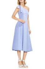 Vince Camuto 288625 Women's One-Shoulder Pinstripe Dress, Size 4 - Blue
