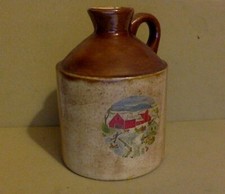 Small Stoneware Vintage Jug. Hand Painted Farm Scene on Front Maple Cupboard #84