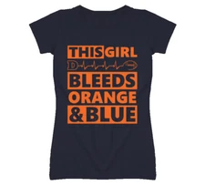 Denver Broncos - This Girl Bleeds Orange and Blue T Shirt