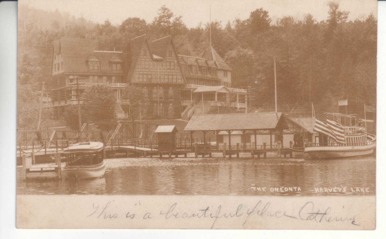 RPPC Harveys Lake PA Pennsylvania Oneonta Hotel Harris Real Photo
