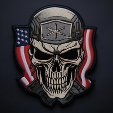 Tactical Skull Patch Embroidered Iron-on Applique Military USA Flag Patriotic