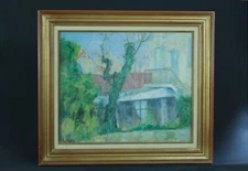 Beautiful Painting Antique Impressionist View Jardin & Workshop Canopy Home Hst