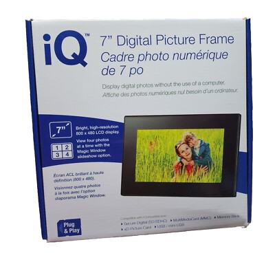 IQ 7  LCD Digital Picture Frame Photo Video Audio Slim USB MP3 VIB, NEW OPEN BOX