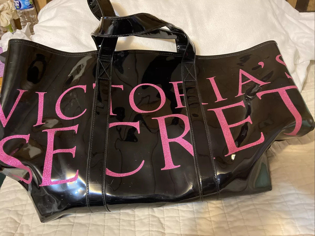 Victoria secret black clearance and pink tote bag