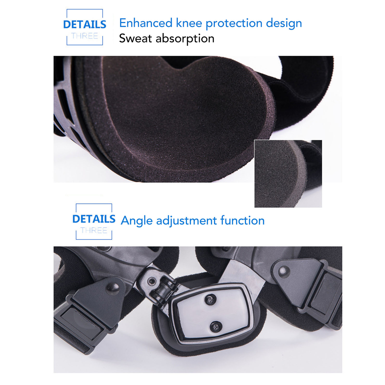 (Right Leg)Knee Brace Adjustable Ergonomic Knee Support Orthosis