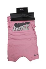 Nike Baby Romper Girl Newborn with Headband 2 Piece Set Pink 0 - 3 Months