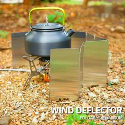 Outdoor Wind Deflector,Cassette Stove Folding Wind Deflector Steel Windproof Hood For Stove Gas Stove Wind Deflector Camping Thickened Stove Ring Portable 4 Plates Wind Blocker Black - View #2