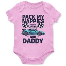 Funny Racing With Daddy Babygrow Pack My Nappies Baby Vest Father's Day Gift