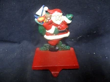 Vintage Primative Midwest Cast Iron Santa Claus Toy Sack Stocking Hanger Holder