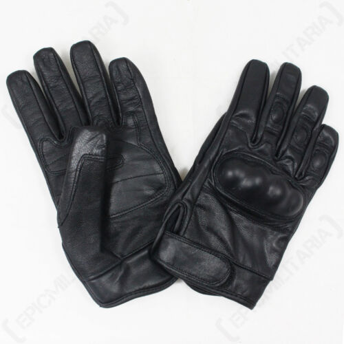 Black T?ctic Leather Gloves - Military Army Combat REINFORCED Knuckles - Picture 1 of 2