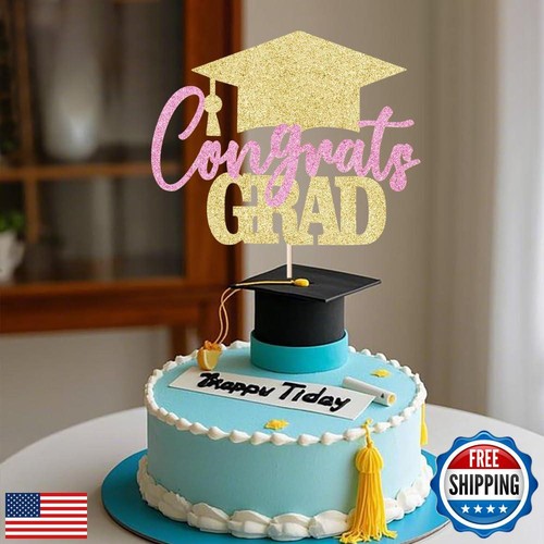 Gtseryeio Glitter Congrats Grad Cake Topper, 2025 Graduation Party Decoration - Picture 2 of 5