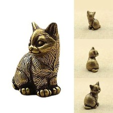 Tabletop Figurine Brass Small Cat Animal Statue Sculpture Home Decor Gifts