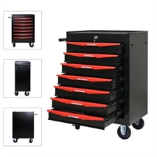 7 Drawers Rolling Tool Box Cart Tool Chest Tool Storage Cabinet w/ Lock & Key