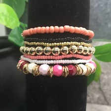 7 PC Handmade Bohemian Beaded Stackable Stretch Bracelet Set New B1958