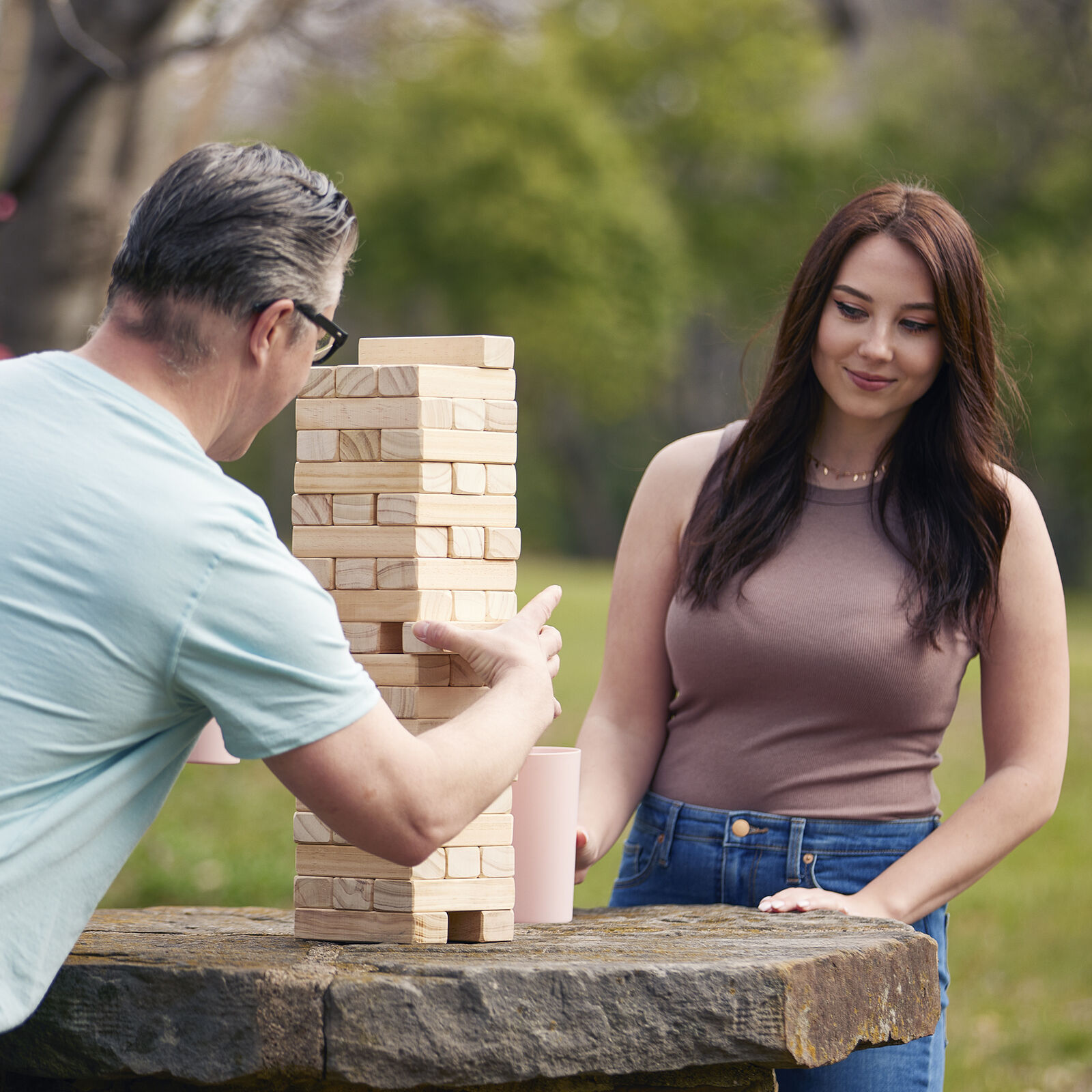 Yard Games Large Jr. Tumbling Timbers 21 Wood Block Stacking Game, Natural  in 2023