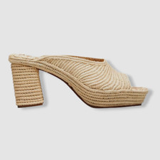 $385 Carrie Forbes Women's Beige Aliyah Raffia Slide Sandals Shoes 37 EU/7 US