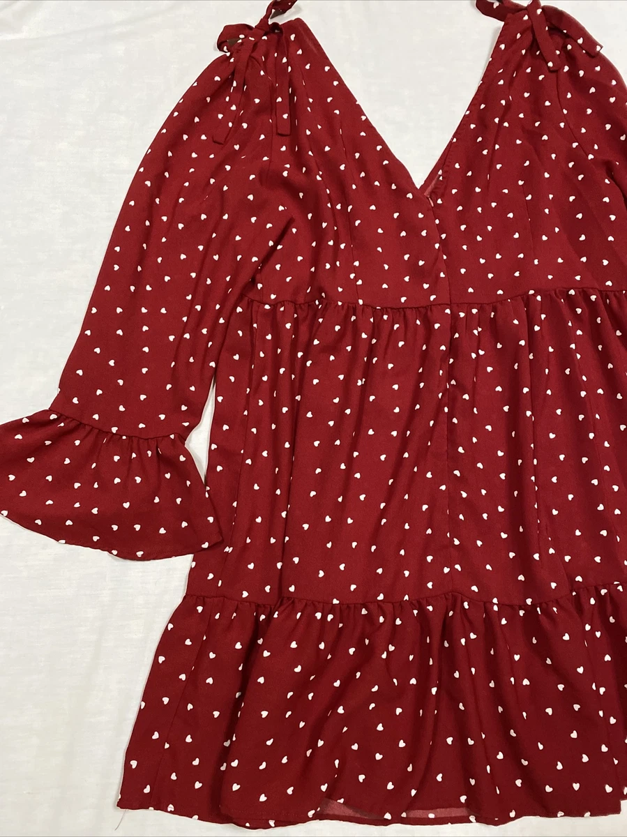 SHEIN Red Polka Dot Off The Shoulder Maxi Dress Women's XL New