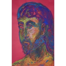 E.J. Hartmann Outsider Expressionist Portrait, Signed (2012, Acrylic on Paper)