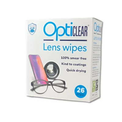6 x 26 Wipes OPTICLEAR - Removes Grease, Dirt, Dust And Finger Marks -
