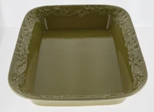 Stoneware by Grestel 11x15 Green Casserole with Leaf Motif