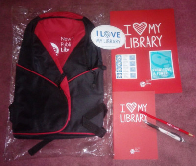 New York Public Library Logo Backpack Click Pen Folder Notebook Pencil Magnet