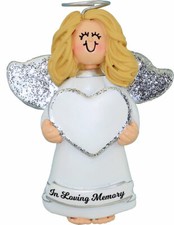 Memorial Angel Female, Blonde Personalized Christmas Ornament