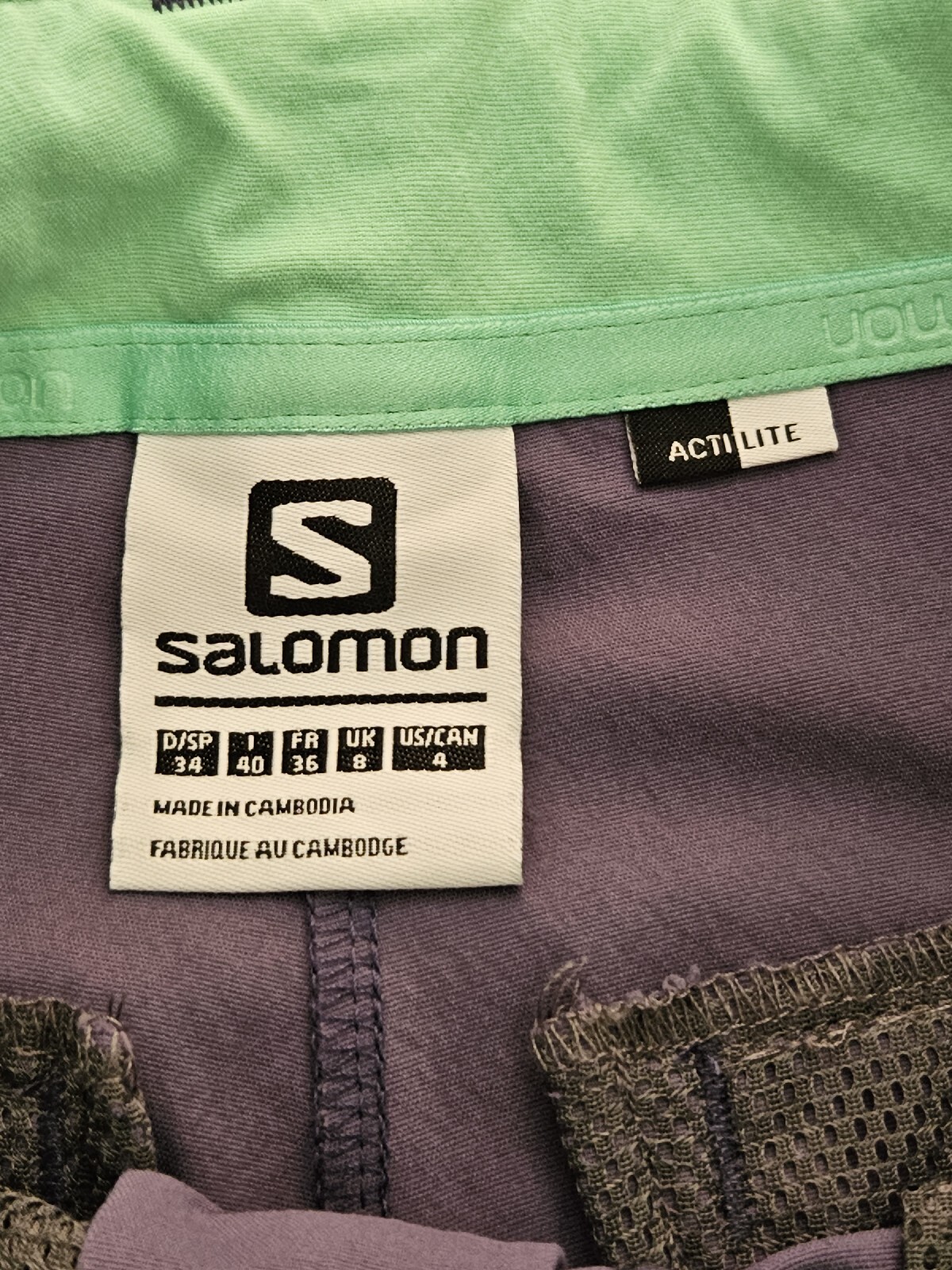 Salomon Actilite Pantaloncini Donna Lavanda Atletici Passeggiata Escursionismo UK 8