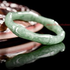 Certified Natural Green Burma Grade A Jade jadeite Hand Carved Bamboo Lucky Ring