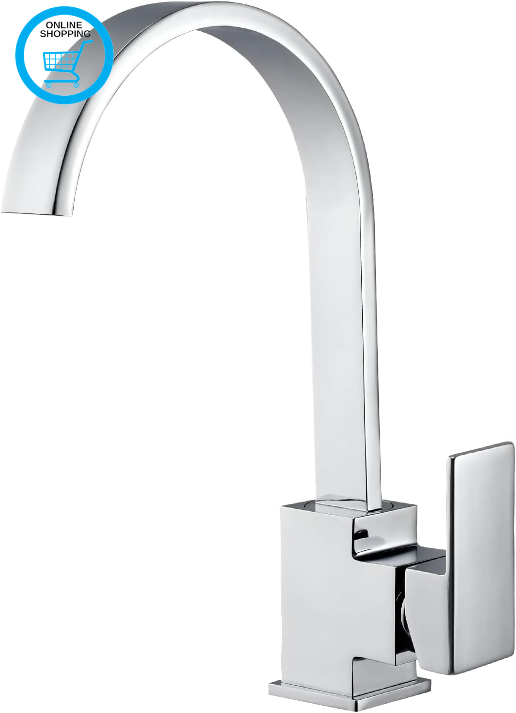 Kitchen Sink Taps Mixer Modern Square Waterfall Sink Faucet, 360° Swivel Single