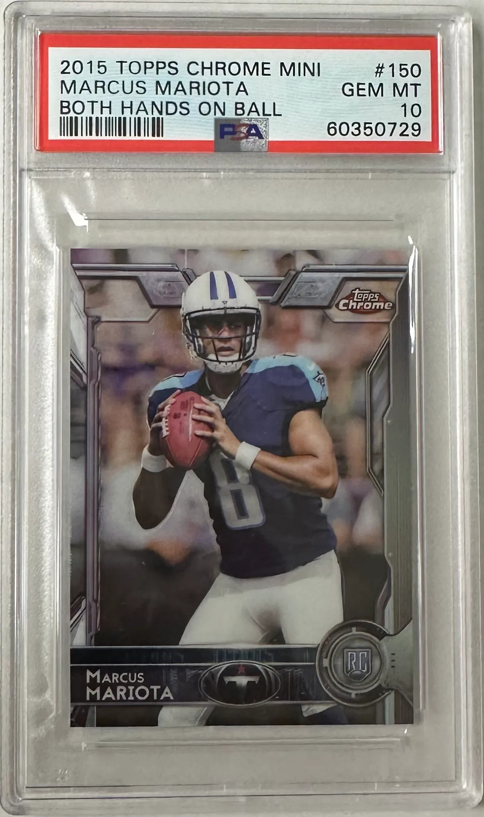 Marcus Mariota Topps Chrome Mini #150 Both Hands on Ball