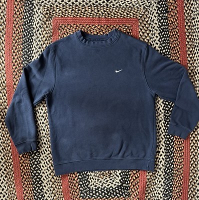 Nike Mini Swoosh Crewneck Sweatshirt Navy Men s Size Large Vintage 2000s Y2K