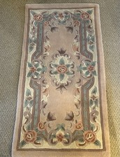 Vintage Chinese Aubusson Rug / Pink Floral