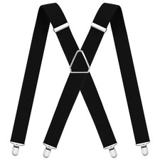 Mens Suspenders Adjustable Braces with 4 Strong Metal Clips Elastic X Back