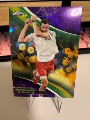 HUBERT HURKACZ 2025 TOPPS CHROME TENNIS SAPPHIRE PURPLE REFRACTOR /10