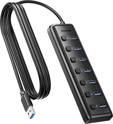 USB-Verteiler mit Ein/Aus-Schaltern, LED-Anzeigen - 18 Monate
