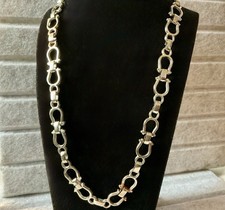 Horseshoe Link Gancini Style Silver Tone Chai...