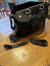 Black Beis Diaper and Travel Bag Tote with Changing Pad and Bottle Holder
