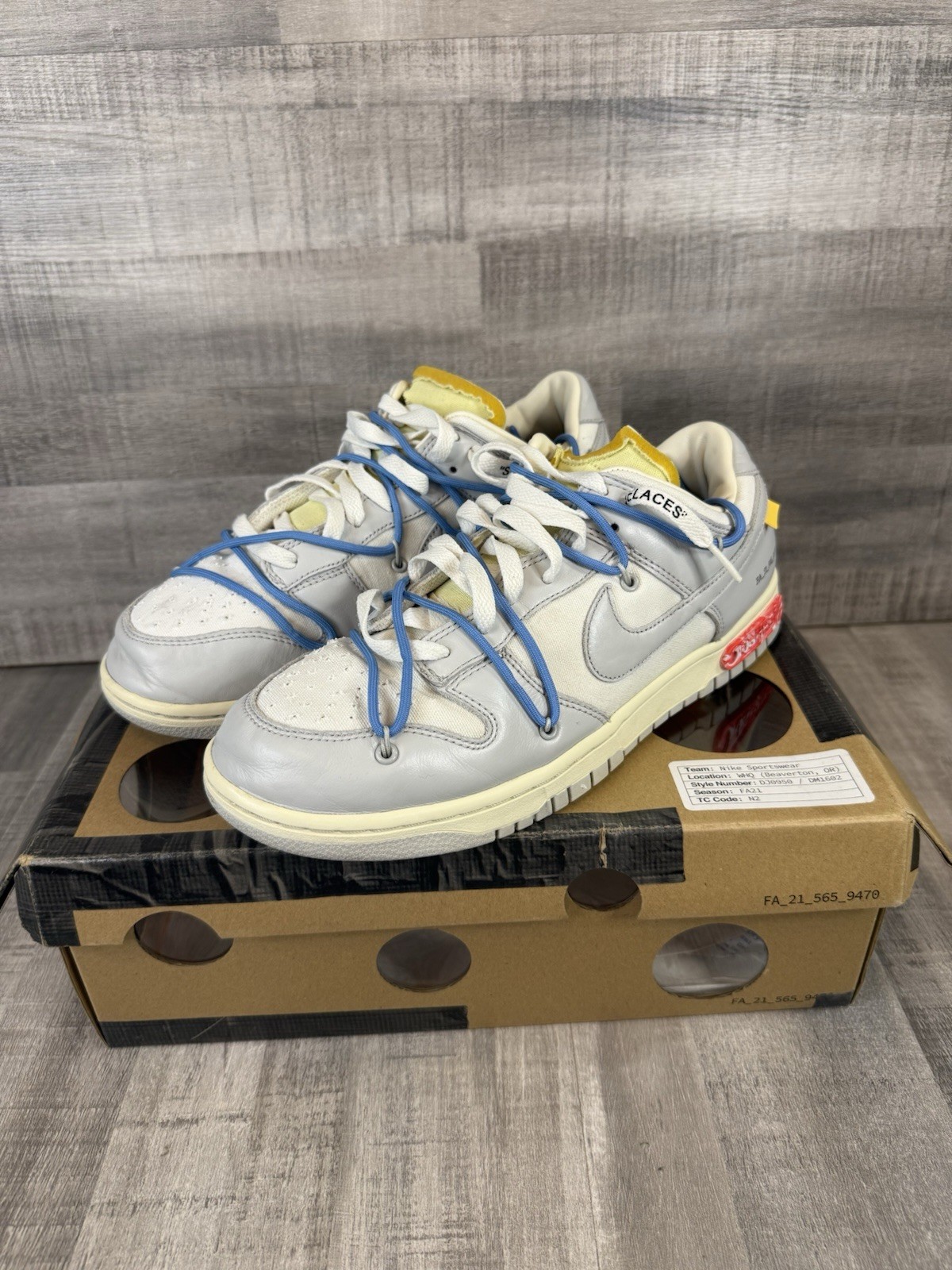 OFF WHITE X NIKE Nike Off White x Dunk Low lotto 05 di 50 OG tutte con cravatta zip e documenti uomo 10 5