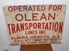 Vintage Olean Transportation Lines Inc. Metal Sign