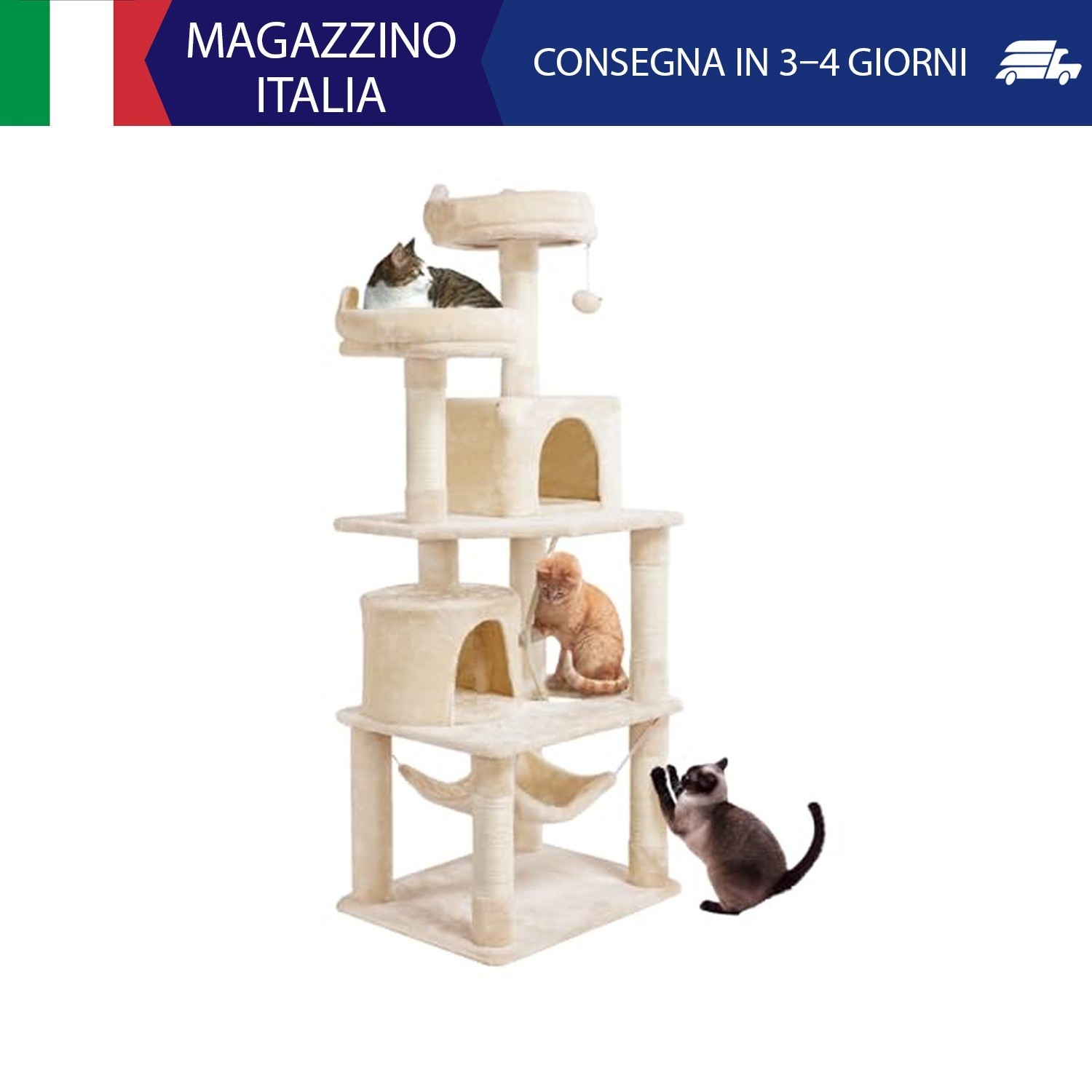 Yaheetech Albero Tiragraffi per Gatti Adulti Grandi Medi con Giocattolo Gioco Pa