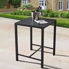 Square Patio Bar Table,Pub Bistro Table with Metal Frame,Outdoor Dining Table...