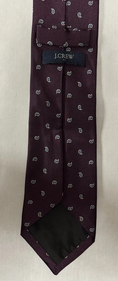 Corbata de negocios Jcrew, 100 % seda, púrpura Pasiley, delgada, preppy Foto 3 de 3