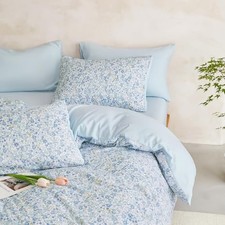 - Floral Comforter Set with Sheets, Cute Vintage Flower Full Light Blue